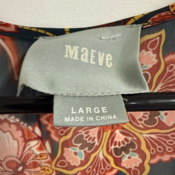 Anthropologie Maeve Apulia Pleated Floral Paisley Print Midi Dress Size L - Picture 4 of 6